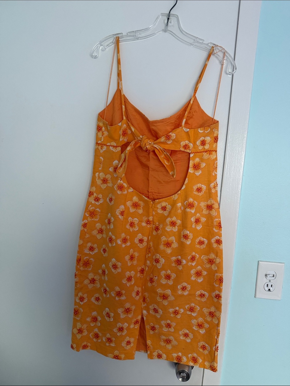Muse Orange Floral Spaghetti-Strap Mini Dress